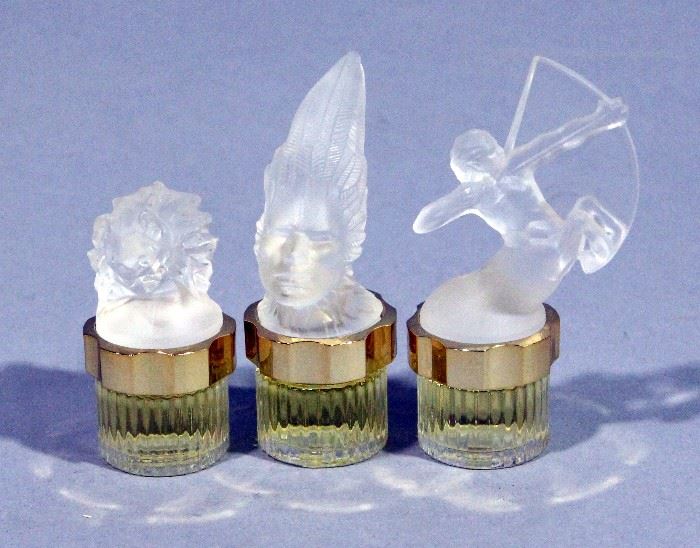 Lalique Eau De Parfum 5ml Mini Flacon Mascot Set, Qty 3 Bottles, Indian Chief, Centaur, and Lion, Full