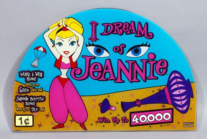 I Dream of Jeannie Original IGT Casino Slot Machine Glass, 17.5"W x 11.5"H