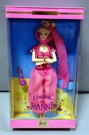 Barbie Collector Edition Dolls, Qty 2, 2000 Barbie I Dream of Jeannie Doll, 2008 Holiday Barbie, and Mattel "Allan Ken's Buddy", Box Only
