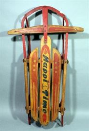 Happi Time Vintage Wood Snow Sled with Metal Runners, 38.5"L x 22.5"W