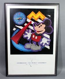 1997 Neil Loeb "Homage to Walt Disney" Mickey Mouse Framed Poster, 26"W x 36"H