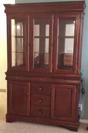 FKT014 Solid Wood Buffet, Lighted Display Cabinet
