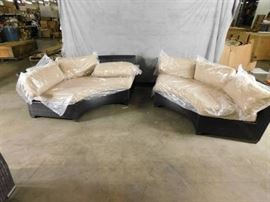 Nice Large Curved Wicker Seating With Cushions