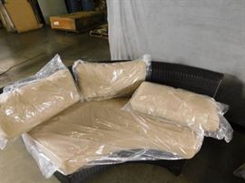 Nice Large Curved Wicker Seating With Cushions