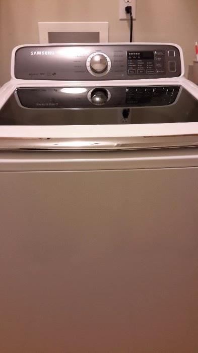 Samsung Washer - 2017 with transferable warranty expires 4/2021 
Extra CapacityAquaJet Deep Clean TechnologyDiamond Drum Wash BasketPre-Soak OptionVibration Reduction Technology
Get More Laundry Done in Less Time
Spend less time in the laundry room. This washer helps take the guesswork out of getting your clothes clean while giving you complete control over how to care for your clothes. Laundry day will now be less of a long, drawn out chore to give you more time with your family. You'll have so much free time now that you can even start taking naps—because you can.
Load in the Laundry
This Samsung top-load washer has an extra-large 4.8 cu. ft. of interior wash space. This capacity is perfect for tossing in towels, loading in bulky bedding and heaping in piles of dirty work and school clothes. No more trekking out to the laundromat for a specialty washer for huge and bulky loads.
Serious Cleaning Power
AquaJet Deep Clean technology works with the Diamond Drum wash basket to tackle Set 