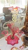 Cranberry & Vaseline Glass Epernge
