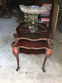 Antique side/occasional table glass topped 