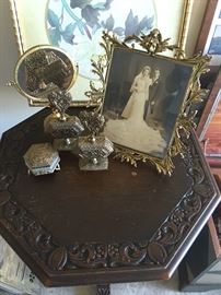 Ormolu vanity set and picture frame