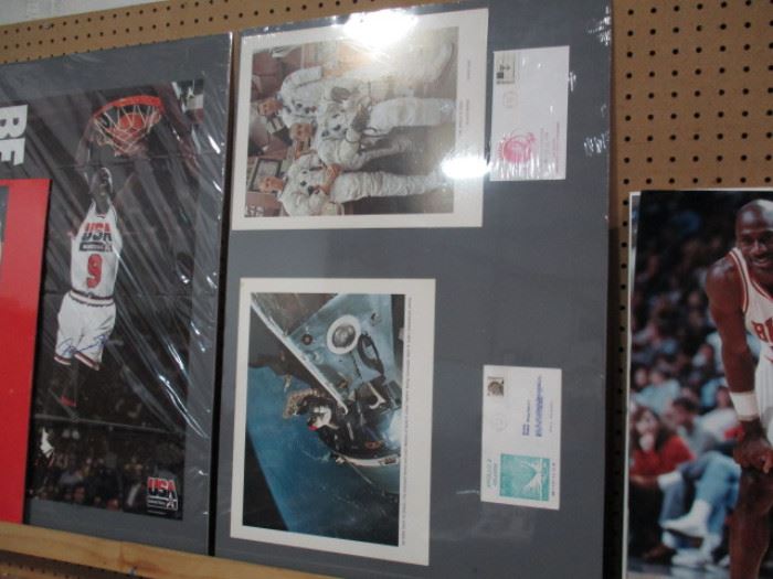 NASA framed photos and stamps