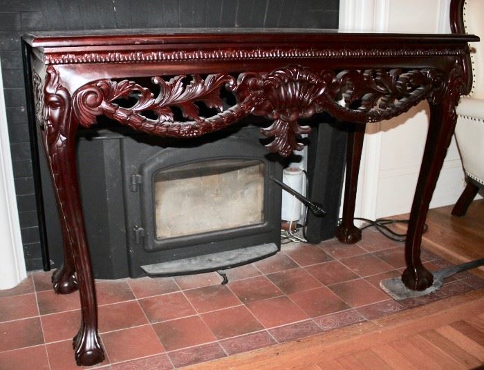 Mahogany large, carved decorator table or sofa table