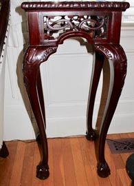 Mahogany carved plant stand (two)