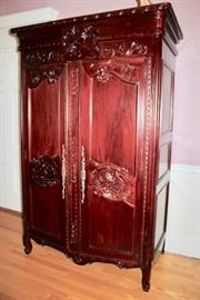 Large, Mahogany carved Armoir