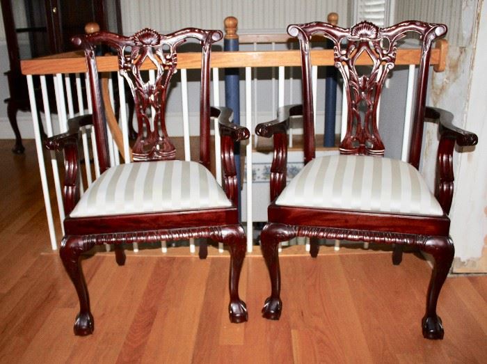 Mahogany Chippendale Arm Chairs