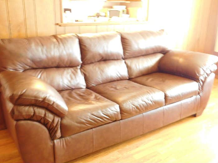 leather sofa in brown 