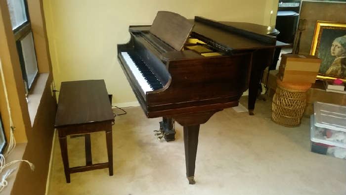 Kohler & Chase New York baby grand piano and bench, soundboard replaced 