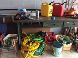 Work bench, hoses