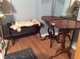 Lyre tables, round claw foot table