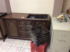 2nd stereo cabinet, milk crates