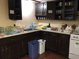 Ball jars , canisters, USA bowl, hull drip casserole,silverware sets,