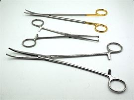Debakey-Collier Cardiovascular Forceps, 10", Qty 7, Allis Tissue Forceps, Heavy Pattern, 7.5", Qty 22 And TC Metzenbaum Scissors, 9" Qty 6