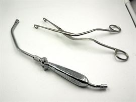 Yankauer Suction Tube, Removable Tip, Chrome Plated, Finger Valve, Qty 16 And Magill Catheter Forceps, Adult, 9.75", Qty 5