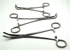 Heaney Ballentine Hysterectomy Forceps, Logitudinal Grooves, 8.25", Qty 21, Kantrowitz Thoracic Clamp, Rt Angle, 7.5", Qty 8, More