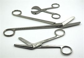 Roberts Episiotomy Scissors, 6", Qty 8, Braun Episiotomy Scissors, Angled, 5.5", Qty 10 And American Umbilical Scissors, Straight, 4.5", Qty 43
