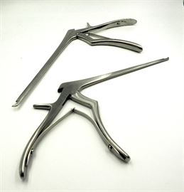 Hardy Sella Rongeur, 40 Deg, Up-Bite, 2mm Bite, 7", Qty 3, Kerrison (Spurling) Rongeur, Thin Foot Plates, 40 Deg, 2mm Up-Bite, 8", Qty 5