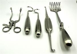 Perkins Otologic Retractor, Left, Rake Blade 3 Prongs, Solid Blade, Curved With Serrated, 5.25", Qty 10, Doyen Rib Raspatory, More 