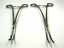 Debaley-Bahnson Clamp, Curved Slightly, Curved Shanks, Jaws 2.5", 19.75", Qty 3, Debakey-Bahnson Clamp Curved Slightly, More