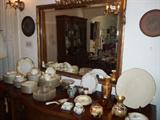 Noritake Revenna China, 1920's guilded mirror & misc. china & ceramics.