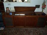 Very nice retro walnut stereo console with BSR receiver, JBL D123 speakers & Girard turntable.