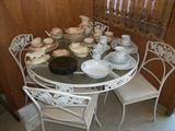 Great wrought iron dinette set. Franciscan Desert Rose.