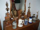 Vintage trophies & steins.