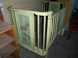 Most likely 1920's crib. Missing one side but a great display for a dealer (with an opening).