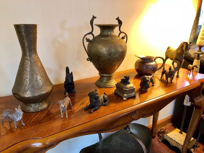 Cast Metal & Brass Figurines, Vases, Lamps & More