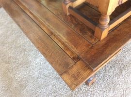 Self storing leaves, coffee table with barley twist legs