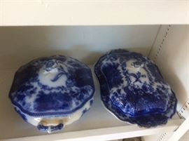 Antique flow blue dish set