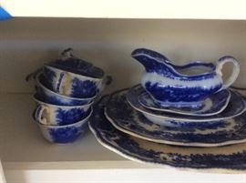 Flow blue dishes