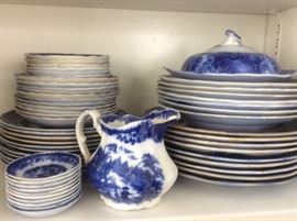 Flow blue dishes