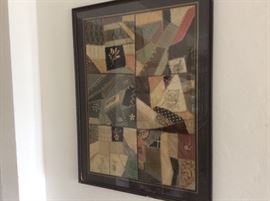 Handmade and framed quilt art dating to the 1800’s