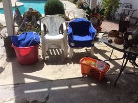 White plastic chairs with covers