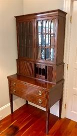 Beautiful Ladies Writing Desk with glass upper bookshelf