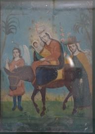Framed Mexican Retablo / Religious Artwork