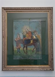 Framed Mexican Retablo / Religious Artwork
