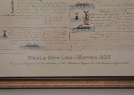 Framed Print of Whale Ship Log, Winter 1838