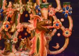 Mexican Folk Art Pottery Tree of Life Candelabra / Candle Holder 