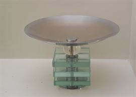 Contemporary Metal & Glass Compote Dish