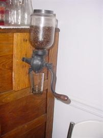 Very old hand crank coffee grinder, all original