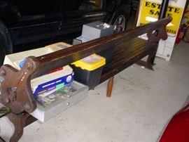 Just got the details on this train bench.....This old wooden bench is from the old Gunsmoke TV show and was purchased from the estate of the gentleman that was set director and designer back in the 60's for that show.  The back reverses depending on whether the train is coming or going
